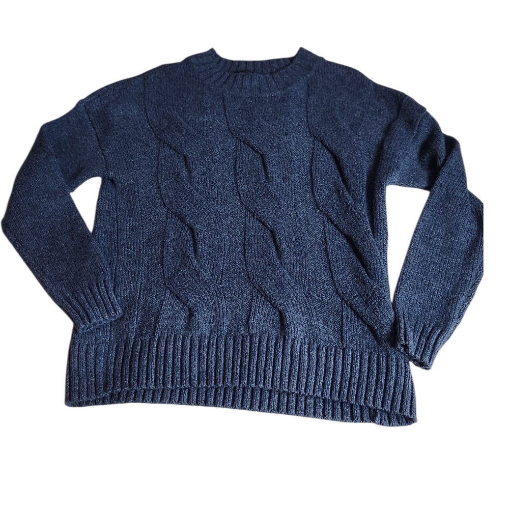Denver Hayes cable‑knit crewneck sweater